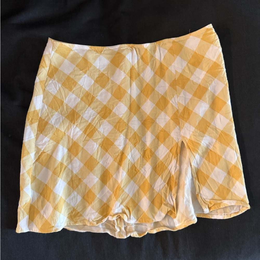 Reformation the MARGOT Yellow and White Checkered Skirt
